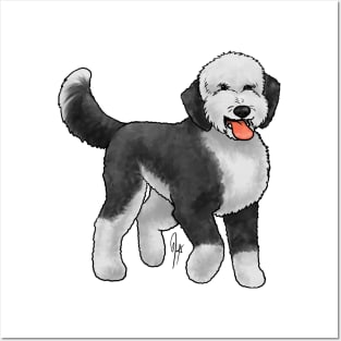 Dog - Sheepadoodle - Black and White Posters and Art